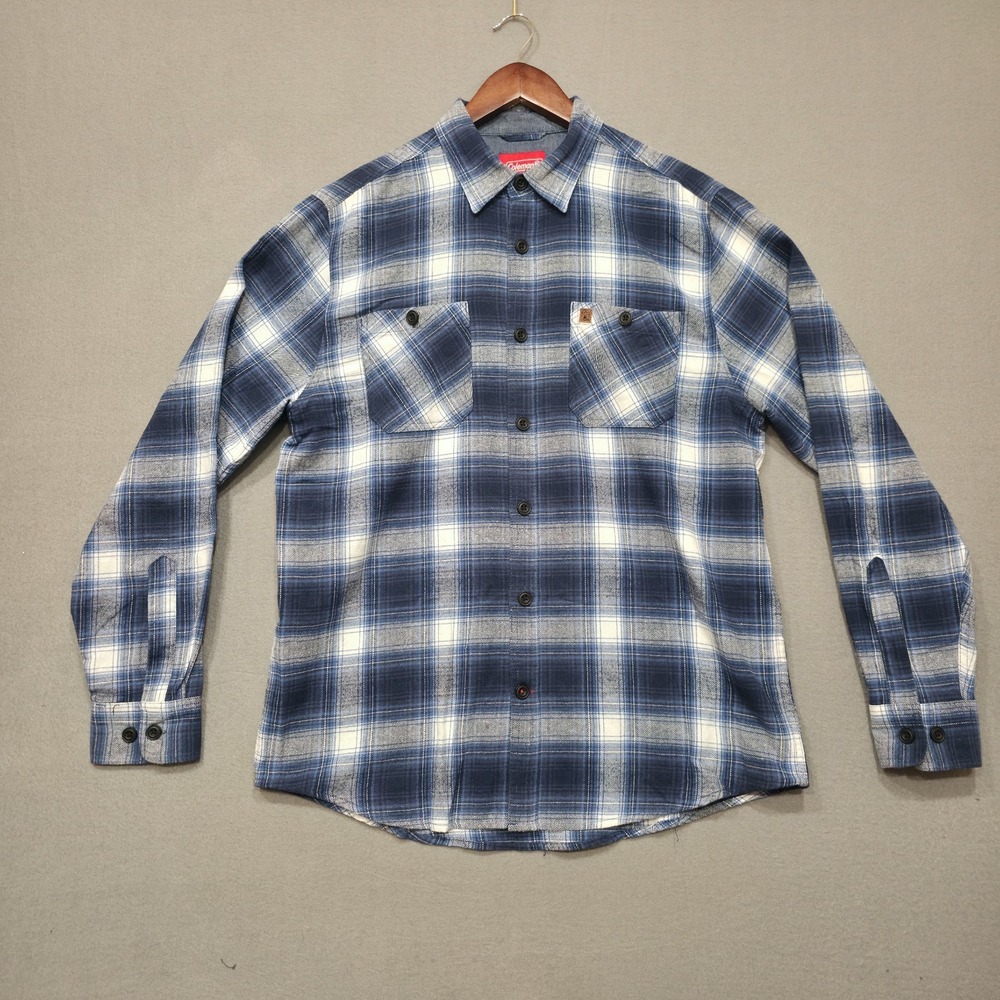 Coleman Men's Blue Plaid Long Sleeve Button Up Flannel Size Large